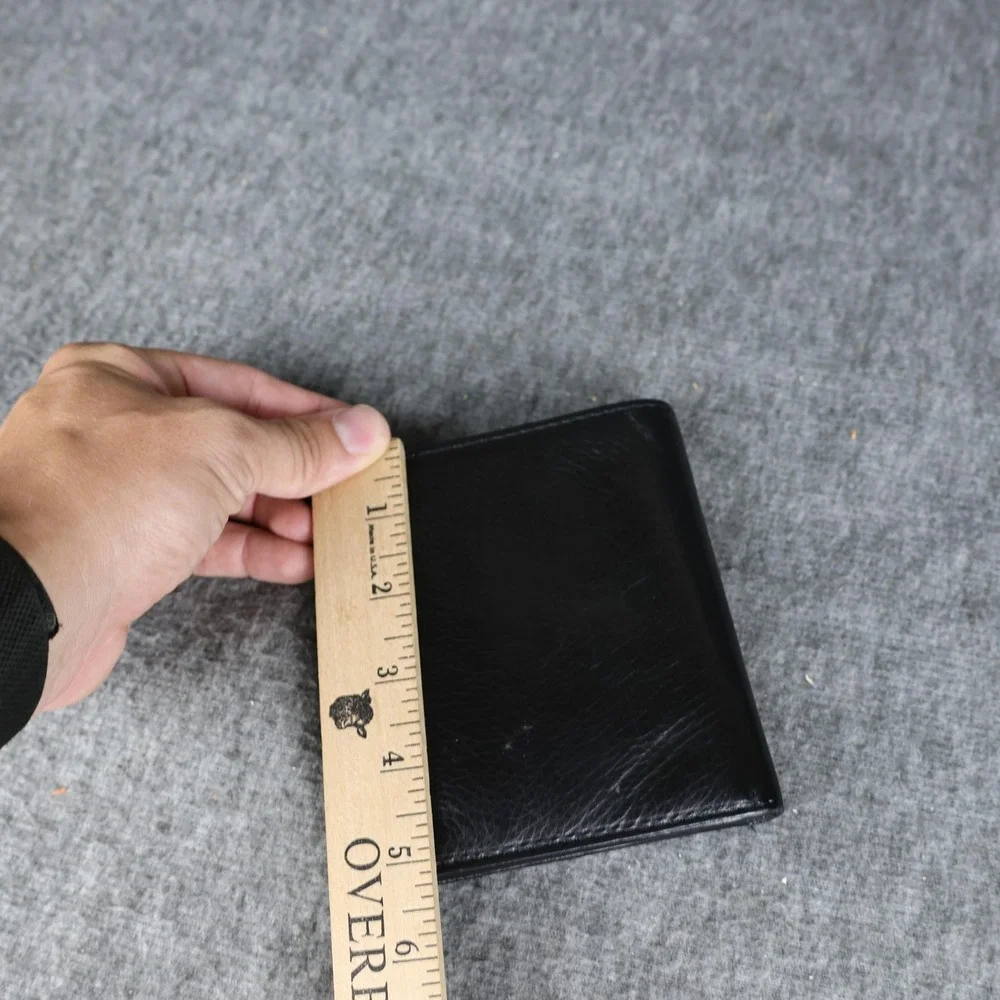 Leather Wallet Mens One Size Black Bifold RFID Protection Card Holder Slim